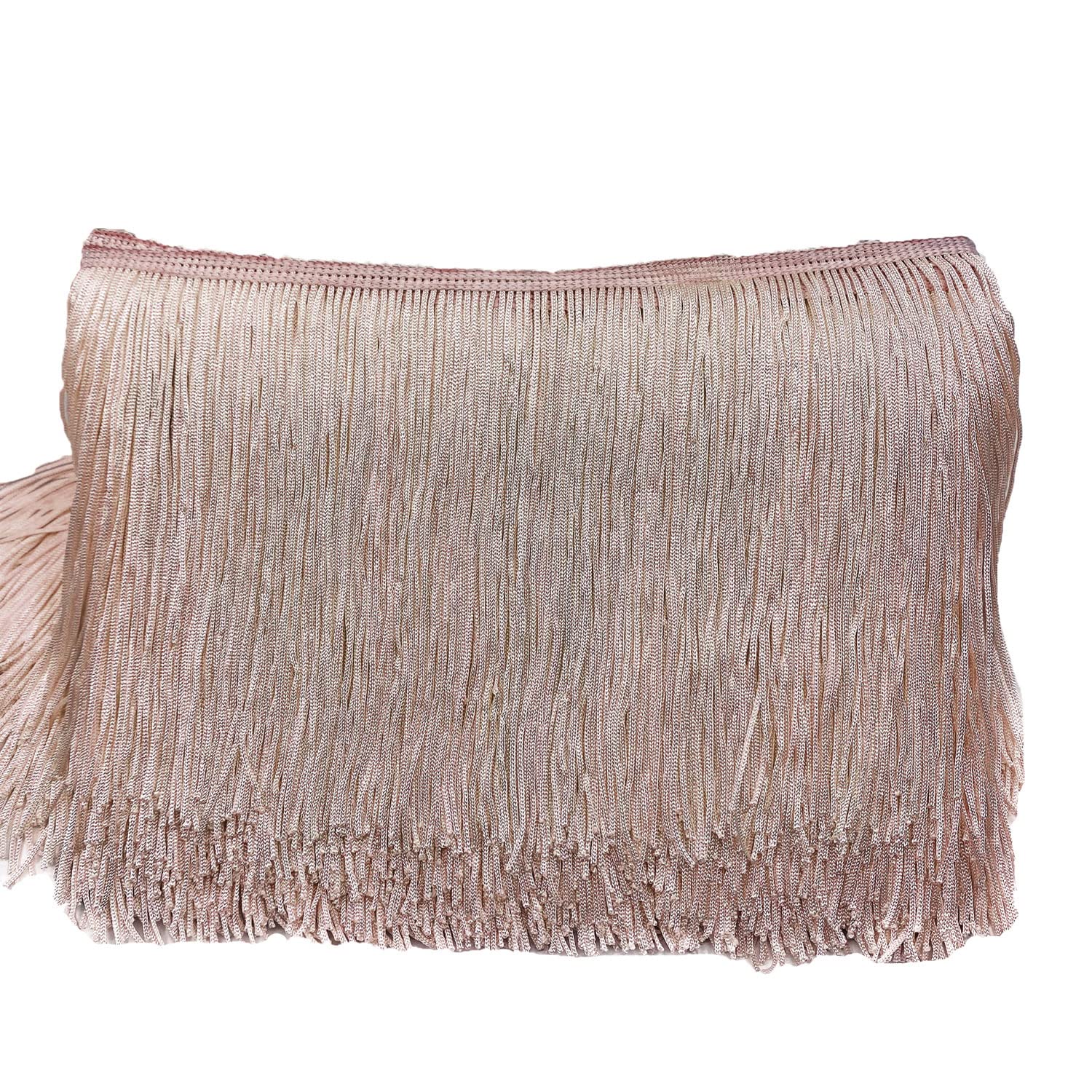 10 cm x 2 m fringe border, fringe tape, decorative ribbon, dance fringe, cut fringe, silk tassel, fringe ribbons for sewing, DIY crafts, clothing, lingerie, costumes, curtains, decoration, apricot