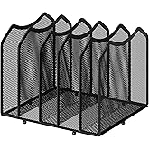 Simple Trending 5-Section Vertical File Organizer, Black | Metal Mesh Desktop Organizer, Multifunctional Use, Save Space, File Sorter for Office Home Classroom, 8.26"D x 9.25"Wx 7.28"H