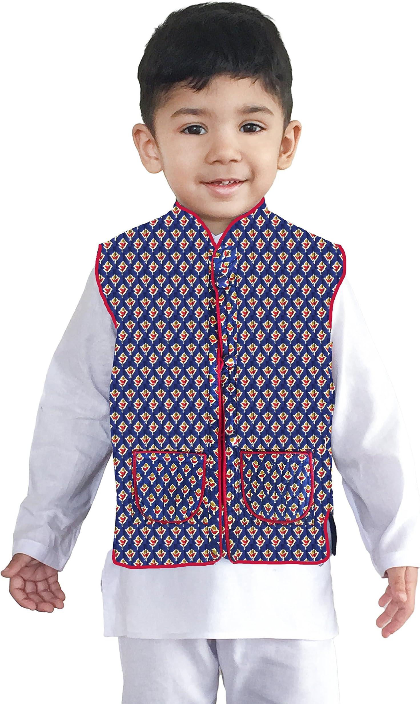 Flawnt White Kurta Pajama and Printed Double Sided Outer wear Jacket