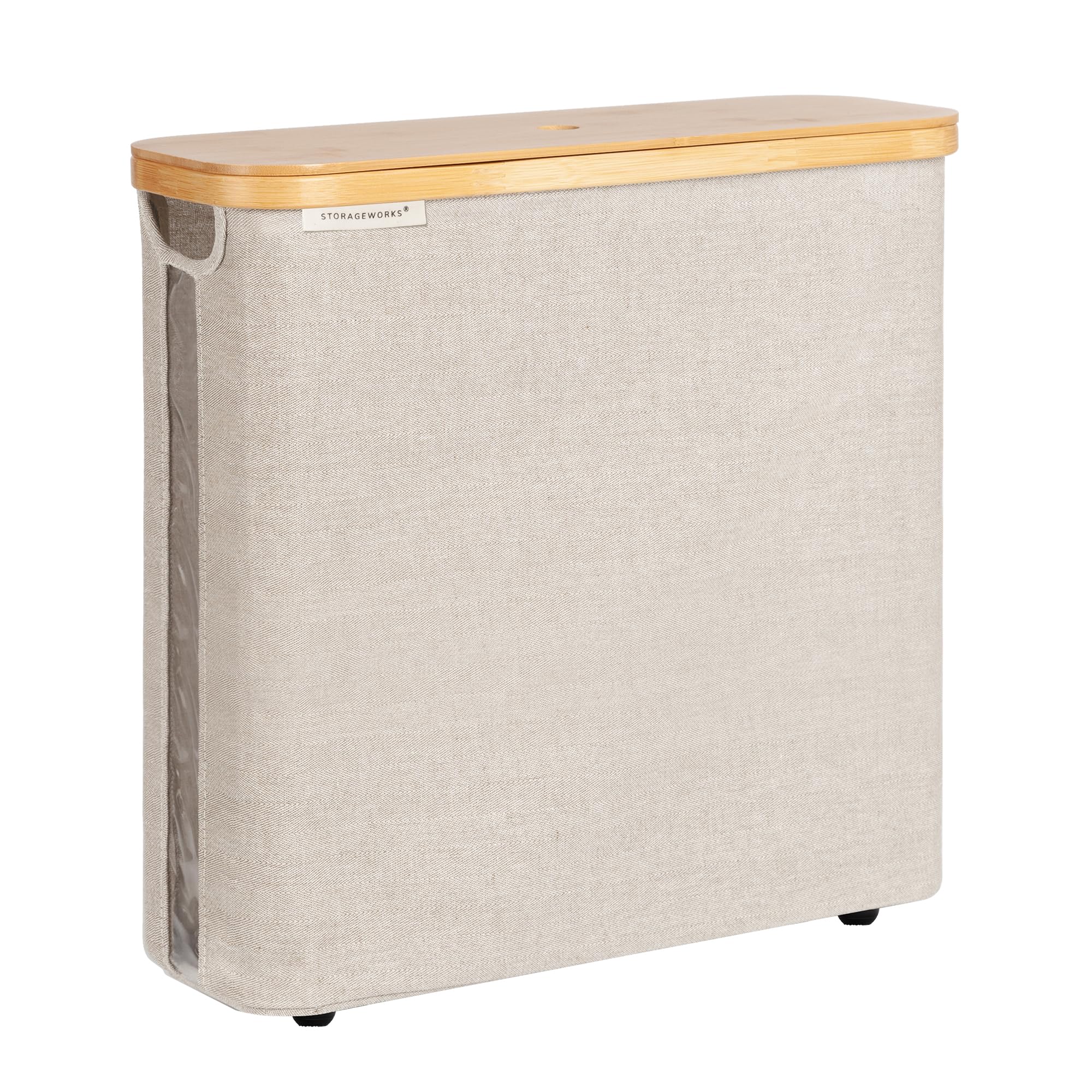 StorageWorks Large Toilet Paper Storage with Bamboo Lid, Toilet Paper Holder Basket for Up to 12 Mega or 16 Regular Size Rolls, Paper Storage Baskets for Bathroom, Light Khaki, 1 Pack Image