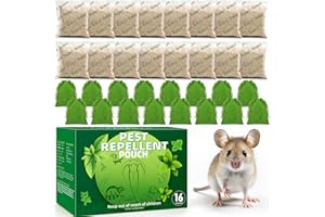 REGUOA 16 Pack Peppermint Oil Rodent Repellent Pouches - Powerful Mice Repellent Plant-Based Ingredients for Outdoor Indoor Garage House, Rat Deterrent Safe for Kids & Pets, Easy to Use