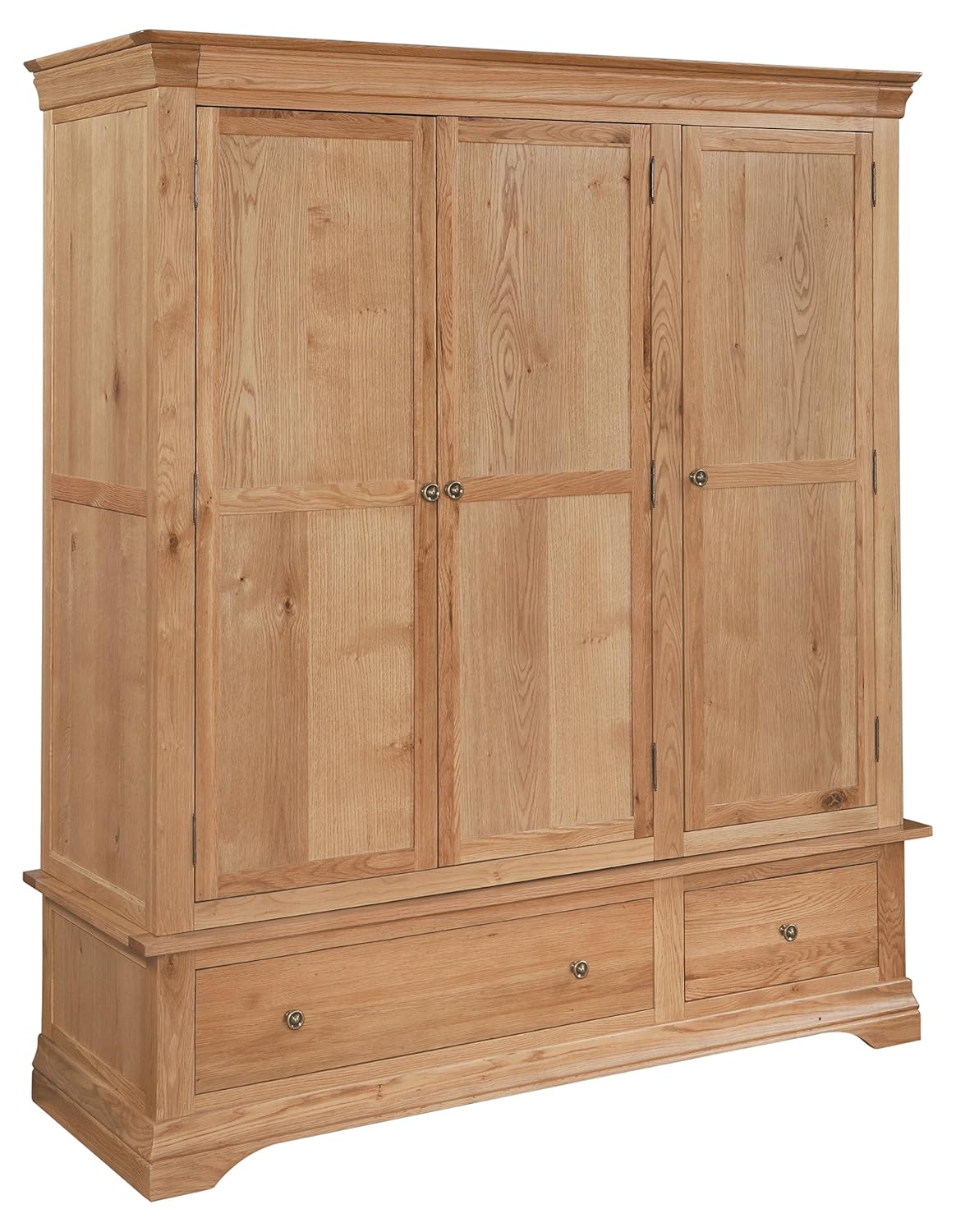 Bordeaux Solid Oak 3 Door 2 Drawer Wardrobe French Inspired Fully