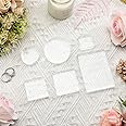 Amyhill 6 Pcs Acrylic Blocks Wedding Flat Lay Props Acrylic Styling Photography Clear Stamp Display Block Set Props Wedding for Scrapbooking Crafts(Square, Round)