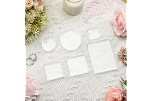 Amyhill 6 Pcs Acrylic Blocks Wedding Flat Lay Props Acrylic Styling Photography Clear Stamp Display Block Set Props Wedding for Scrapbooking Crafts(Square, Round)