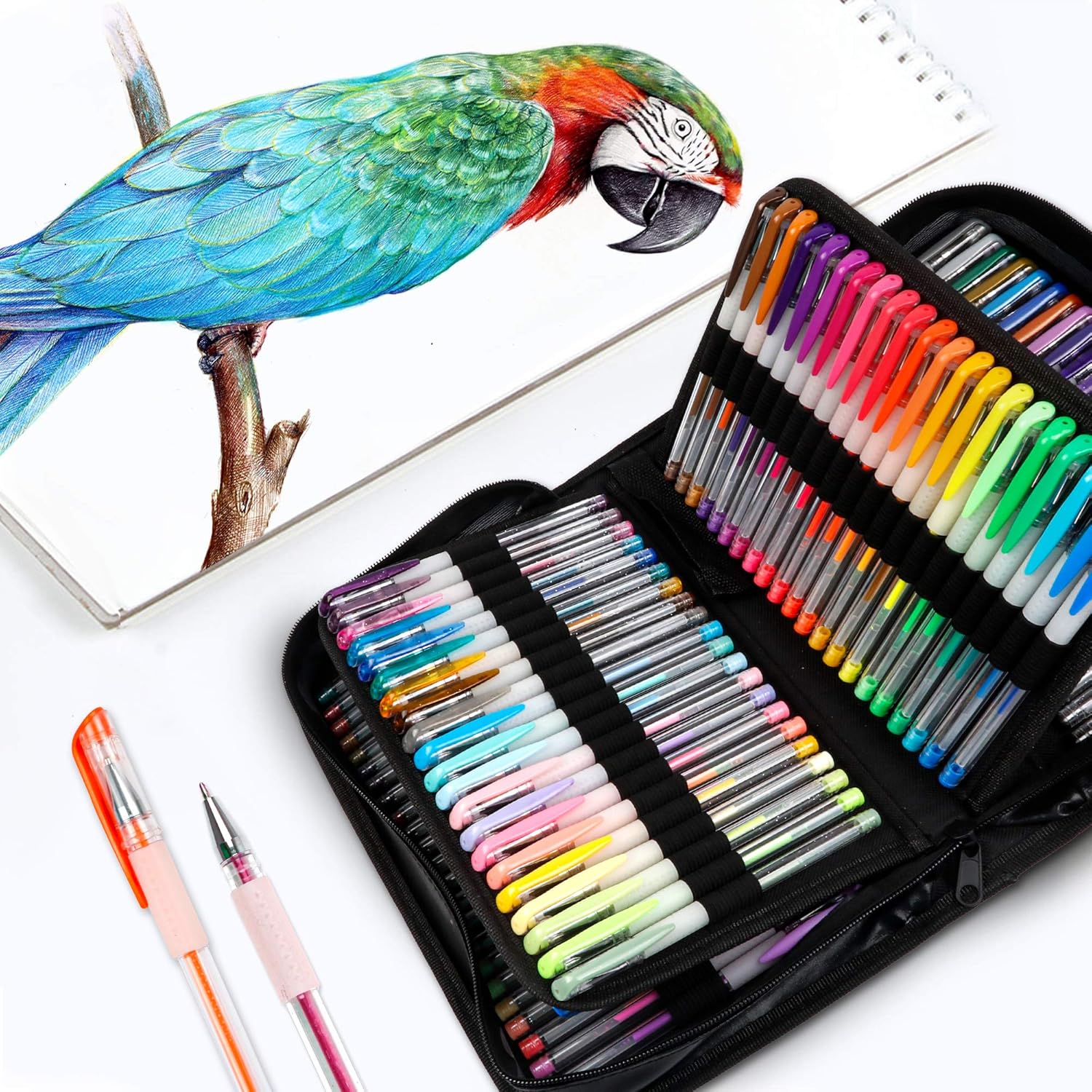 Gel Pens, Shuttle Art 130 Colors Gel Pen with 1 Coloring Book in Travel Case for Adults Coloring Books Drawing Crafts Scrapbooking Journaling: Office Products