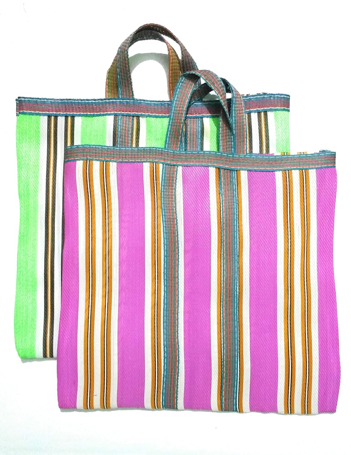 Reusable Nylon Grocery Shopping Bags with Heavy Duty Handles,Multicolor