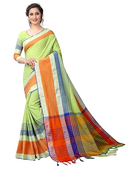 Womens Linen Saree With Blouse Piece (LinenOmk9ara)
