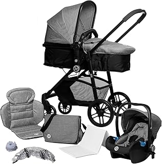 Kombikinderwagen 3 in 1, Kinderwagen-Set inkl. Wanne und Babyschale (Auto), Babyblume IVY, melange