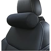 ALIBO Memory Foam Chairs Recliner Car Neck Pillow with Adjustable Strap Soft Auto Cervical Round Roll Bolster Headrest Supports Cushion Pad Black 1 Piece
