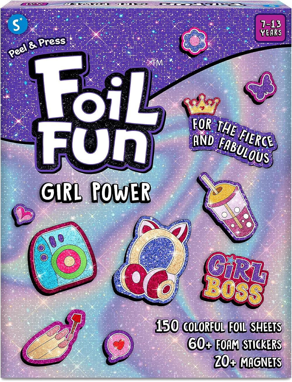 Skillmatics Foil Fun Girl Power Foil Art & Craft Kit 20+ Magnets 150 Sheets