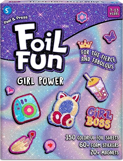Skillmatics Foil Fun Girl Power Foil Art & Craft Kit 20+ Magnets 150 Sheets