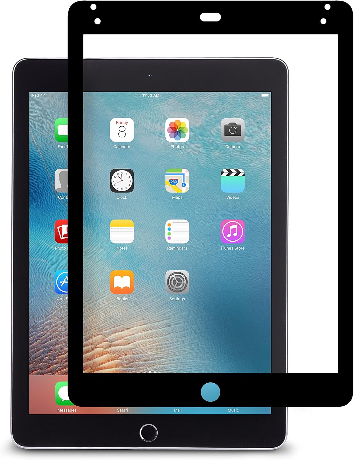 Moshi iVisor AG Screen Protector for iPad 9.7 2018/2017, Washable & Reusable, Reduce Fingerprints & Smudging, Compatible with iPad Pencil, Black (Clear/Matte)