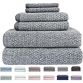 Everplush Diamond Jacquard 6 Pieces Bath Towel Set, Luxury Super Soft Oversized everplush Towels, Highly Absorbent everplush Diamond Jacquard Quick Dry Bath Towel for Bathroom Dusk