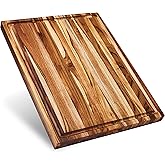 Sonder Los Angeles Laurel Cutting Board | Teak Edge Grain Cutting Board for Kitchen with Juice Groove | Reversible Charcuterie Butcher Block | Gift Box Included | 18x14x1.25 in