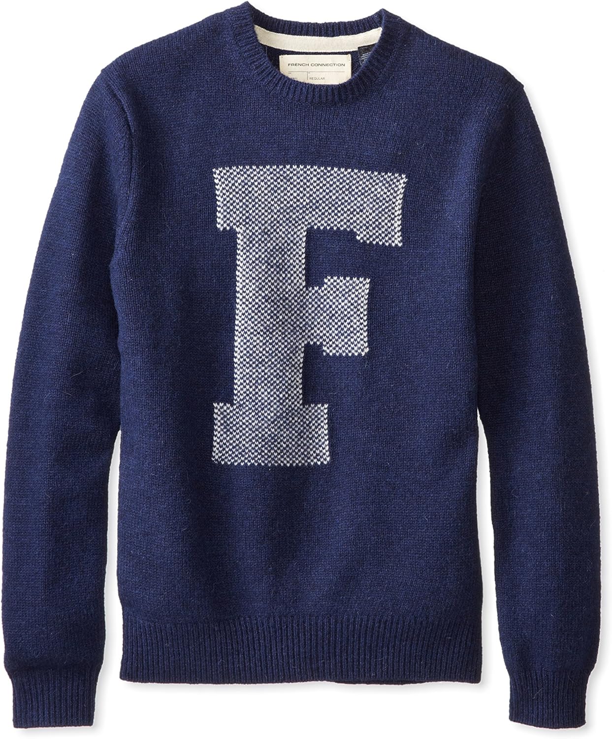 French Connection French Connection Men's Engineered Fairisle Knits Crew Neck Sweater, Marine 
