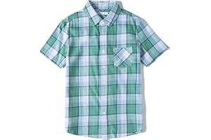 Tronjori Boys' Short Sleeve Button Down Woven Shirt