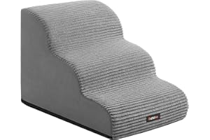 Feandrea 3-Step Dog Stairs, Dog Steps for Bed, Sofa, Waterproof Pet Stairs with Anti-Slip Designs, Gentle Slope, Removable Wa