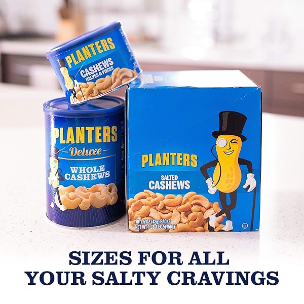 PLANTERS DELUXE LIGHTLY SALTED WHOLE CASHEWS, 18.25 OZ. RESEALABLE CONTAINER – LIGHTLY SALTED CASHEWS & LIGHTLY SALTED NUTS – SNACKS FOR ADULTS & KIDS – VEGAN SNACKS, KOSHER