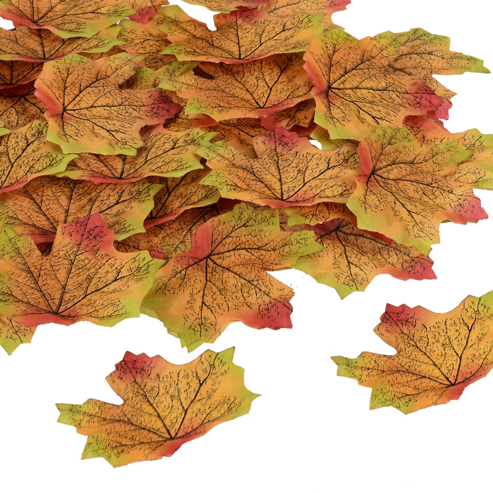 PATIKIL Artificial Leaves, 300 Pcs Fall Maple Autumn Fake Leaf for Wedding Party Thanksgiving Halloween Decoration, Green Yellow