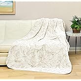 Northwest HGTV Luxuriously Soft Faux Fur Throw Blanket, Triple Jacquard Carved Design with Micro Mink Reverse, Plush Layer for Bed, Couch, Sofa, Living Room, Travel, or Gift, 50 x 70 inches, Ivory