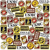United States Marine Corps Badges 50ct Vinyl Large Deluxe Stickers Variety Pack – Die-Cut Military Decals for Laptop, Water Bottle, Tablet & Indoor/Outdoor Use