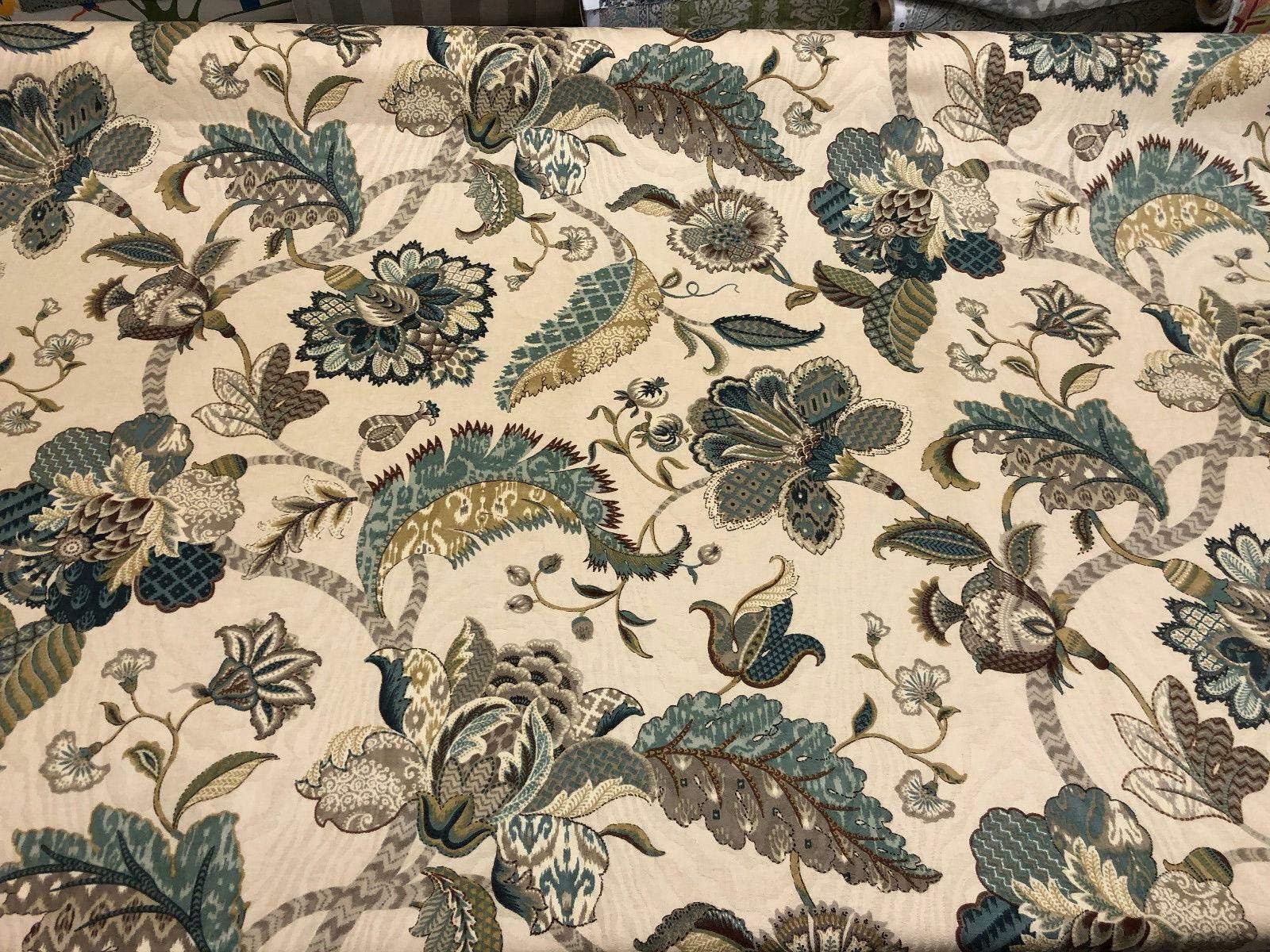 P. Kaufmann Finders Keep Floral Blue Brocade Fabric By The Yard