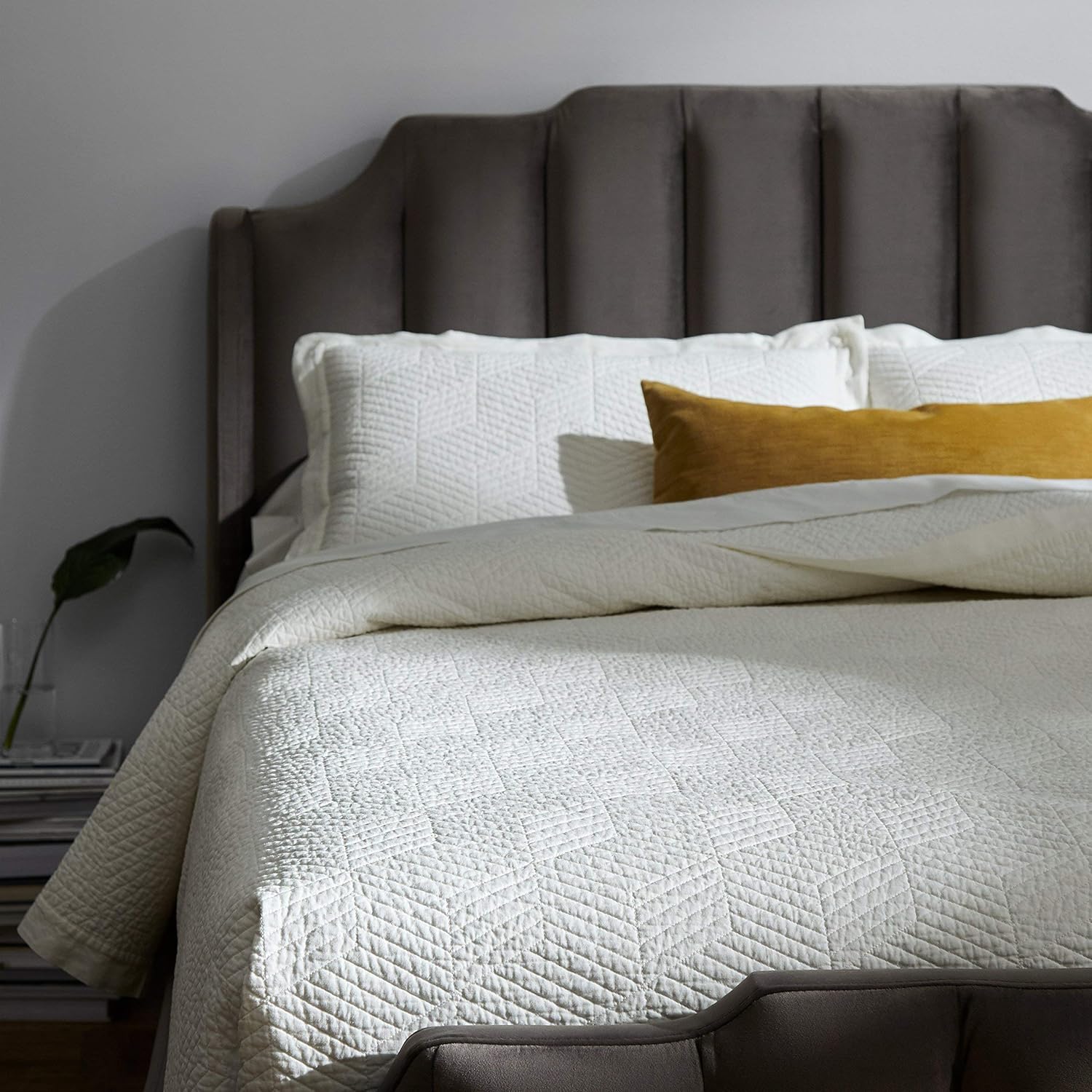 Rivet Modern Stone Washed Textured Geo Coverlet Bedding Set