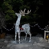 Alpine Corporation 50" H Mesh Holiday Reindeer Lawn Decoration with Cool White Lights, Christmas Decoration