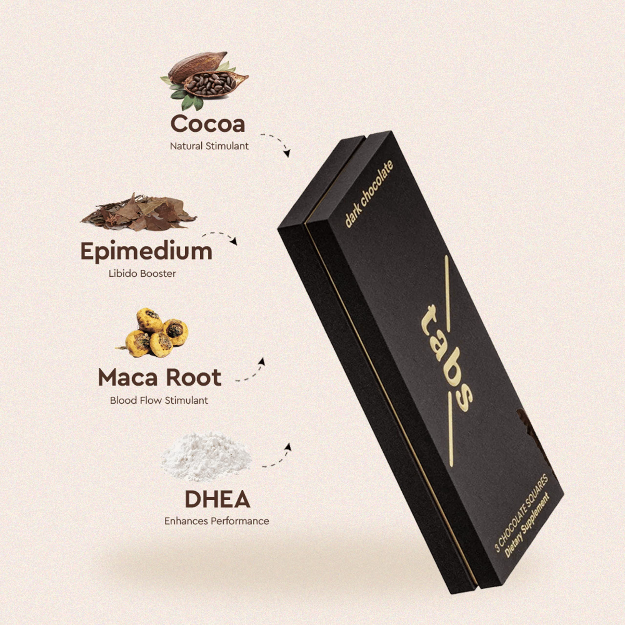 Tabs Chocolate Bars (1 Box) Dark Chocolate Bar to Improve Mood