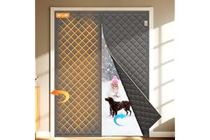 Yotache Magnetic Thermal Insulated Door Curtain Fits Door Size 60 x 80 inch, Door Curtain Size 62" x 82" Weatherproof Oxford 