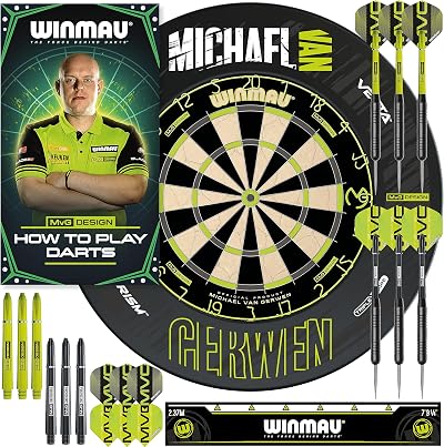 WINMAU Michael van Gerwen MvG Dartboard Surround Set with 2 Dart Sets