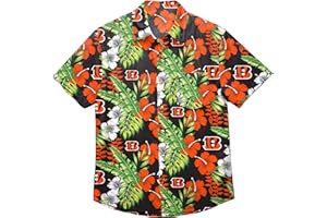 FOCO Men's NFL Team Logo Floral Aloha Tropical Button Up Shirt