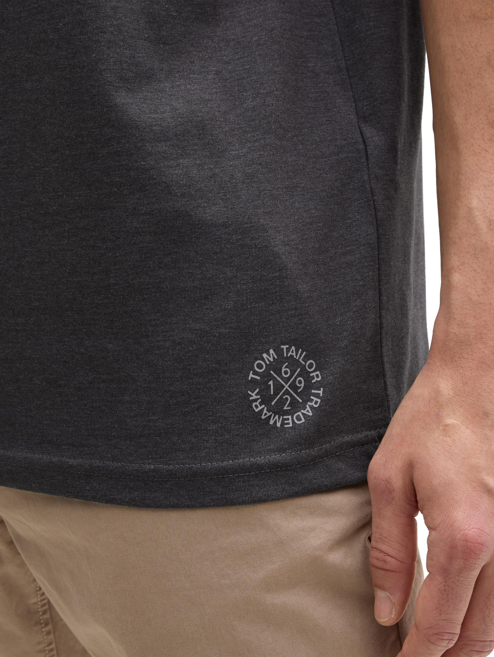TOM TAILOR Herren T-Shirt mit V-Ausschnitt im Doppelpack, 11086 - Dark Grey Melange, L 2
