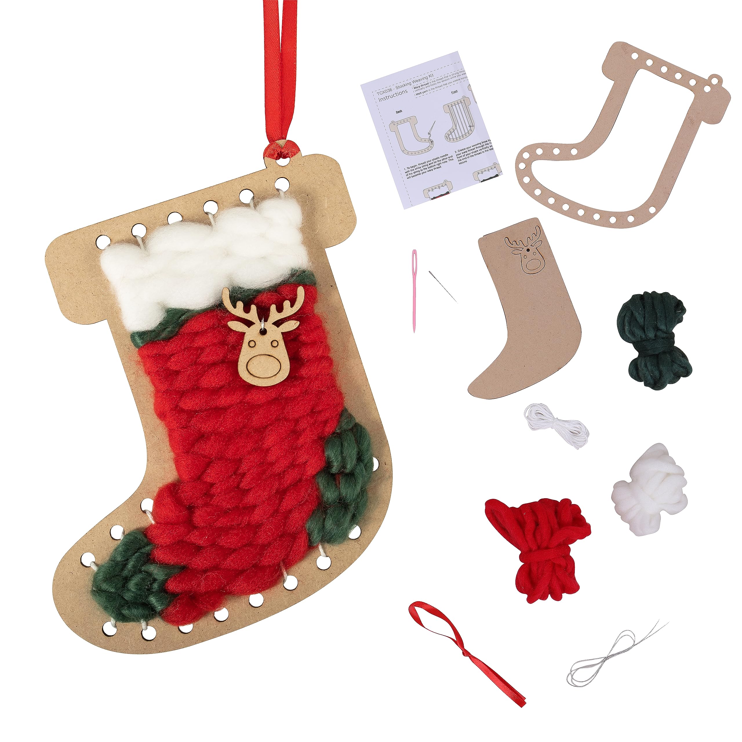 Trimits Make Your Own Weaving Hanging Decoration Kit, Christmas Stocking