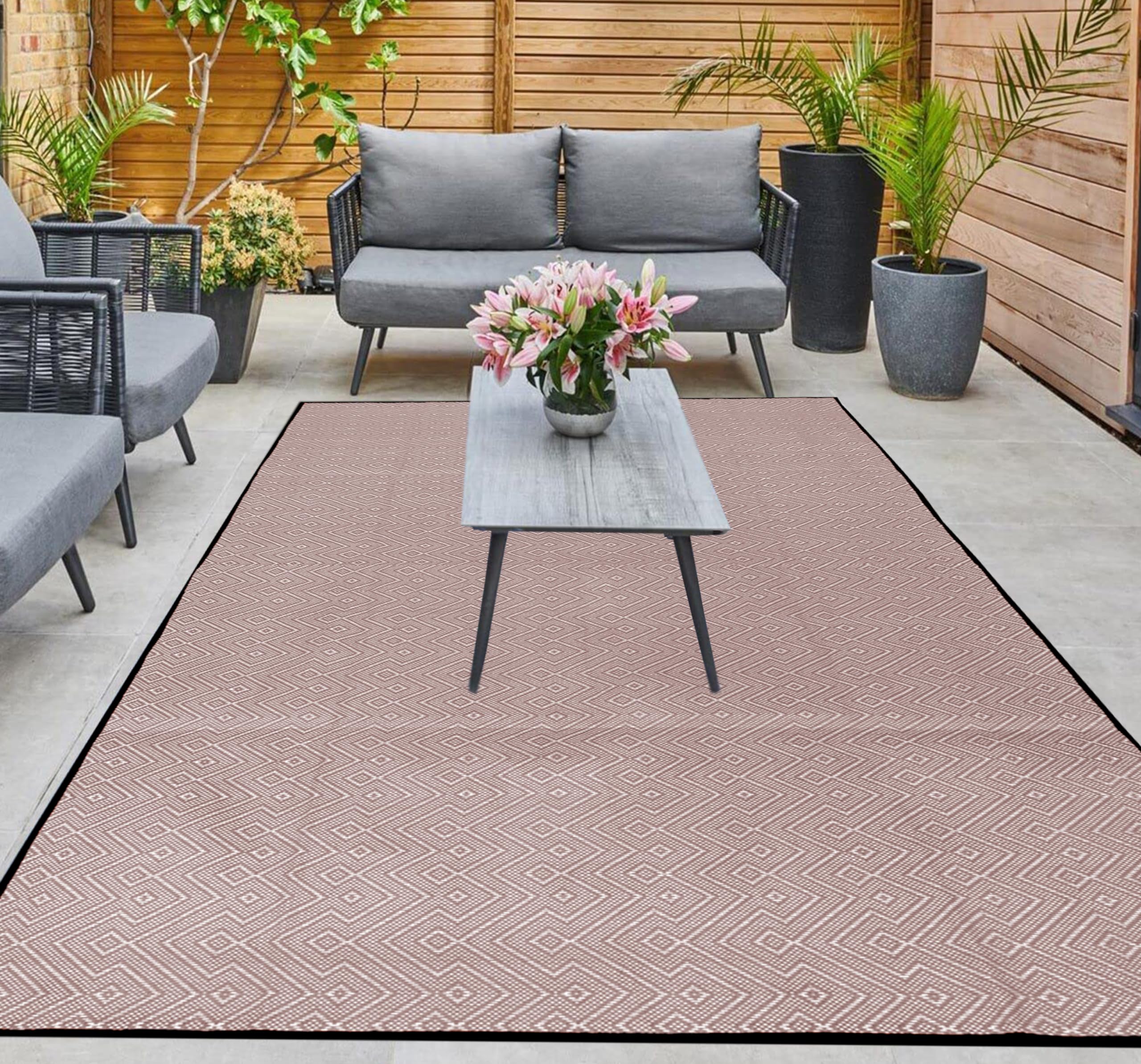 ARSUK Outdoor Plastic Rug (180 x 120 cm) - Weatherproof, Indoor and Outdoor Use, Ideal for Garden, Camping, Patio, Balcony Carpet, Picnic, Backyard, Lightweight, Foldable, Recyclable Material