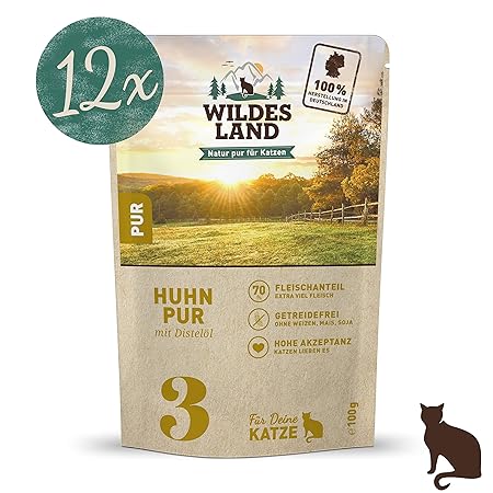 Wildes Land | Nassfutter für Katzen | Getreidefrei | Extra viel Fleisch | Beste Akzeptanz und Verträglichkeit | Rohstoffe aus