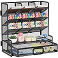 Marbrasse Larger Mesh Desk Organizer with Drawer, Multi-Functional Pen Pencil Holder, Easy Assembly, Desk Organizers and Accessories for Office Art Supplies (Black)