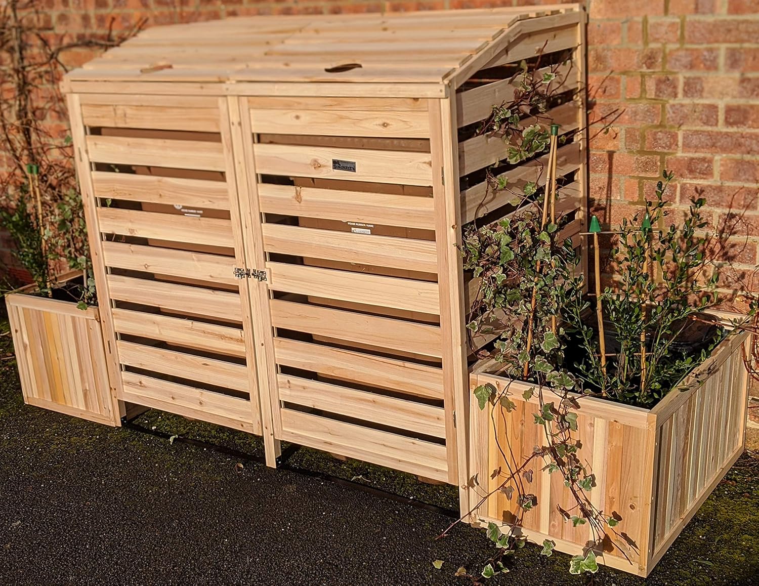 BinGarden Double Wheelie Bin Store with BiFold Roof and matching