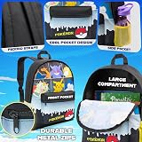 Pokemon Backpack Kids Pikachu Charizard School Bag with Adjustable Straps Black view 4