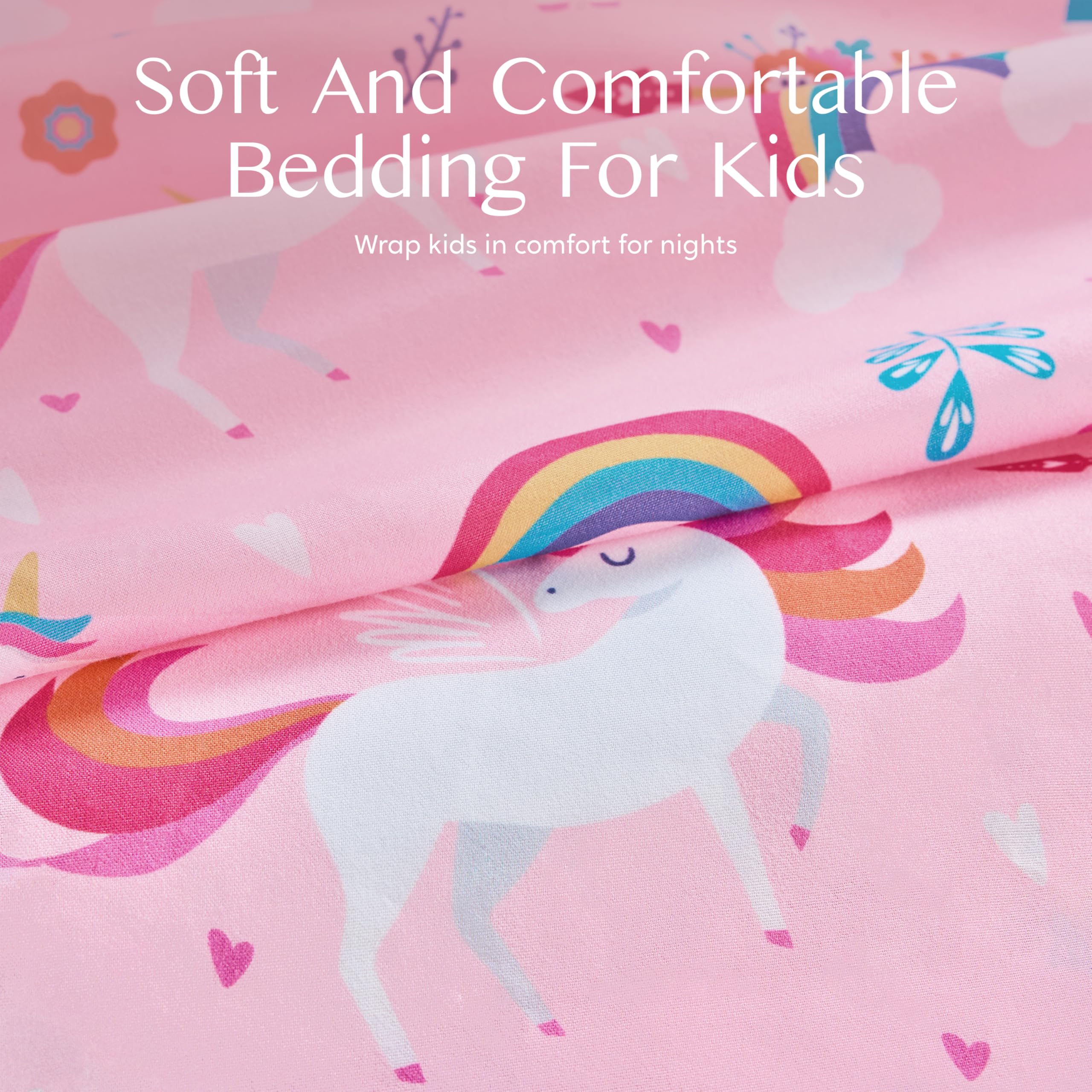 Joiedomi Kids Twin Sheet Set Unicorn - 3 Piece Soft Microfiber Bed Sheets - Deep Pocket Wrinkle Free, Cozy Toddler Bedding Set, Fade Resistant Breathable for Boys Girls Teens