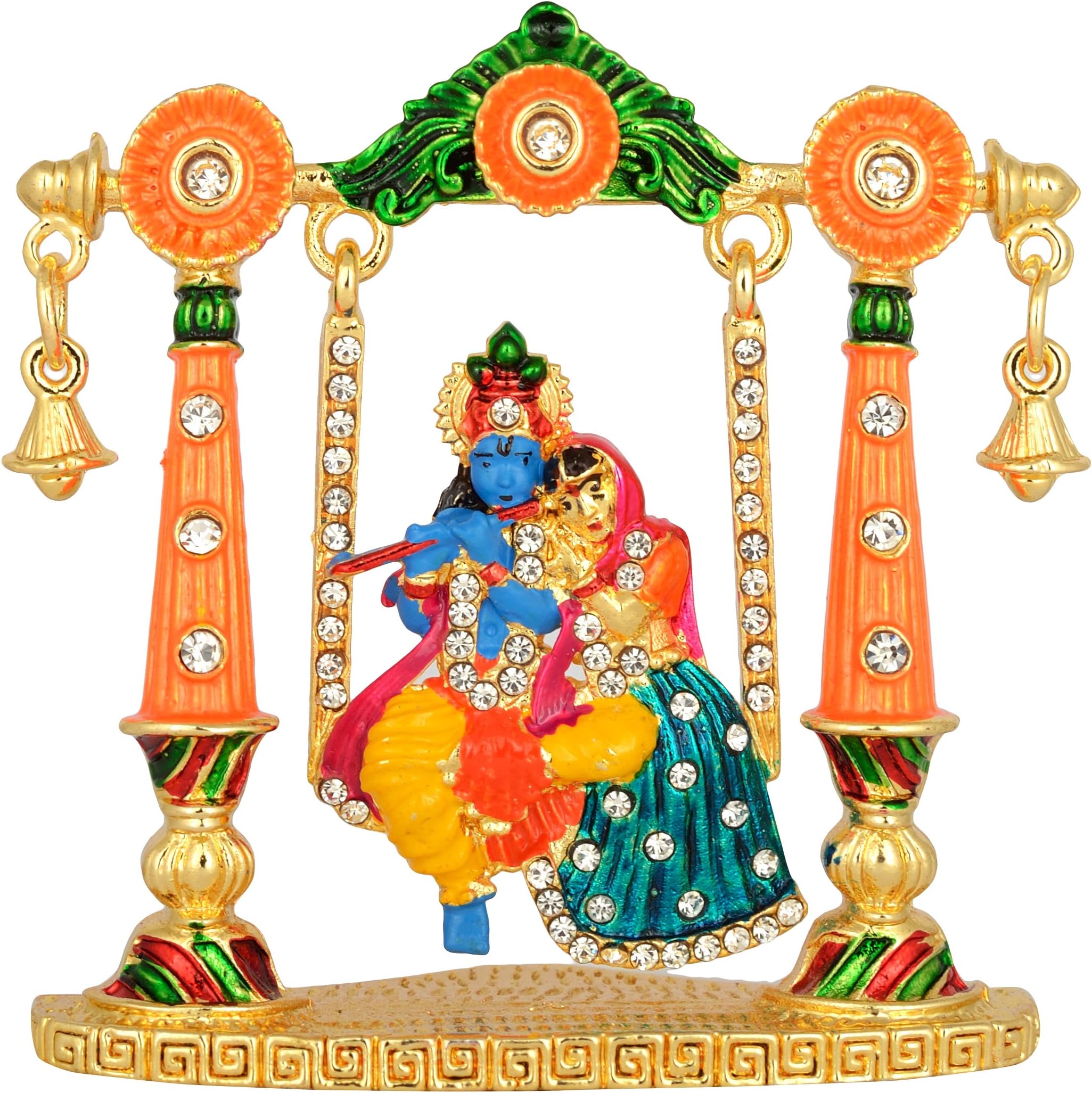 KULIN JewellersKulin Metal God Radha Krishna Idol | Statue for Car Dashboard | Home Decor | Gifting (6.5 cm x 6 cm x 2 cm)