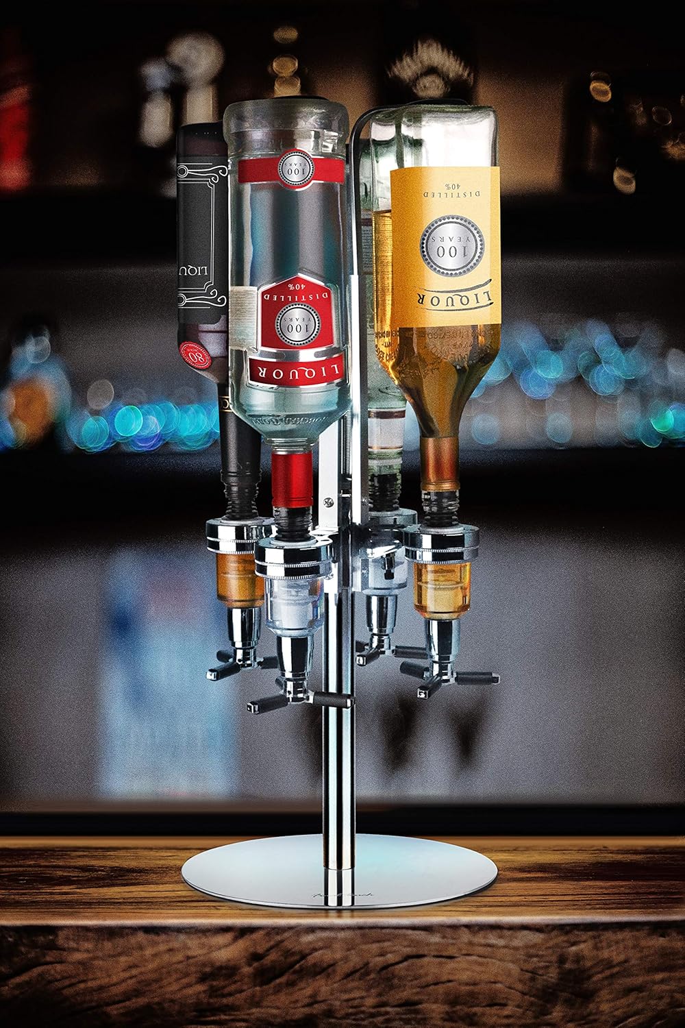 Amazon Com Final Touch 4 Bottle Rotating Liquor Dispenser Bar Caddy Fta1814 Kitchen Dining