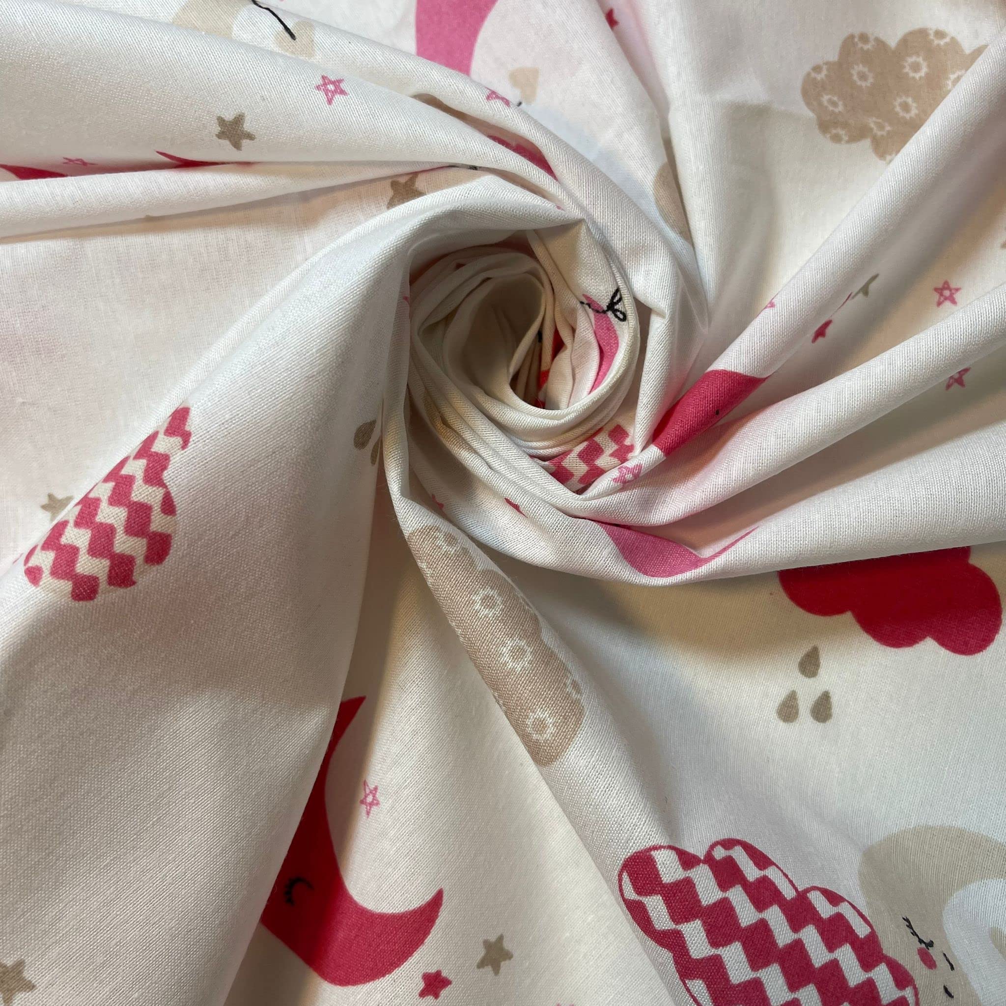 TS Fabric by The Metre UK - 95 Inches / 240 cm Wide - Polycotton Fabric Print - Available in 10 Prints and Sizes (1 Meter, Moon and Stars Print)