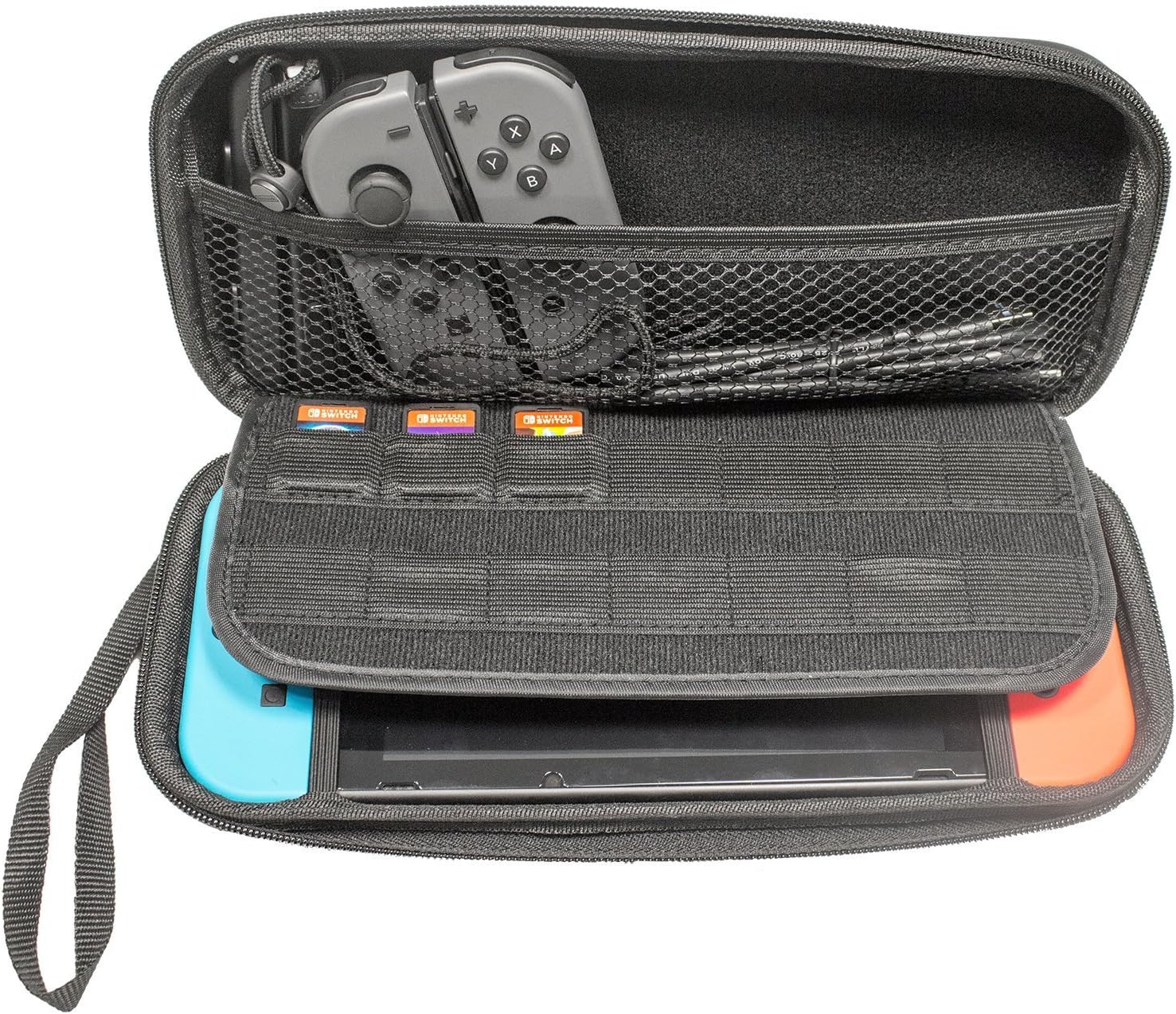 Switch Carry Case [Slim] - CaseBase BLUE Protective [Hard Shell] EVA Carry Case Cover Pouch for Nintendo Switch (Fits Console, JoyCon Controllers & Other Small Accessories)