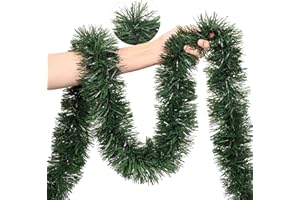 ENVOTEK 50 Feet Christmas Greenery Garland Decorations, Artificial Green Pine Garlands Xmas Tree Decor Soft Tinsel Garlands Non-Lit for Stairs Mantle Fireplace Home Indoor Outdoor Holiday Party Supplies
