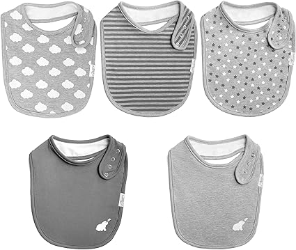 Budding Bear Lot Bavoir Bebe 5 Pcs Grand Bavoir Coton Bio Double En Tissu Eponge Ultra Absorbant Bavoir Pression Reglable Motifs Gris Unisexes Amazon Fr Bebes Puericulture