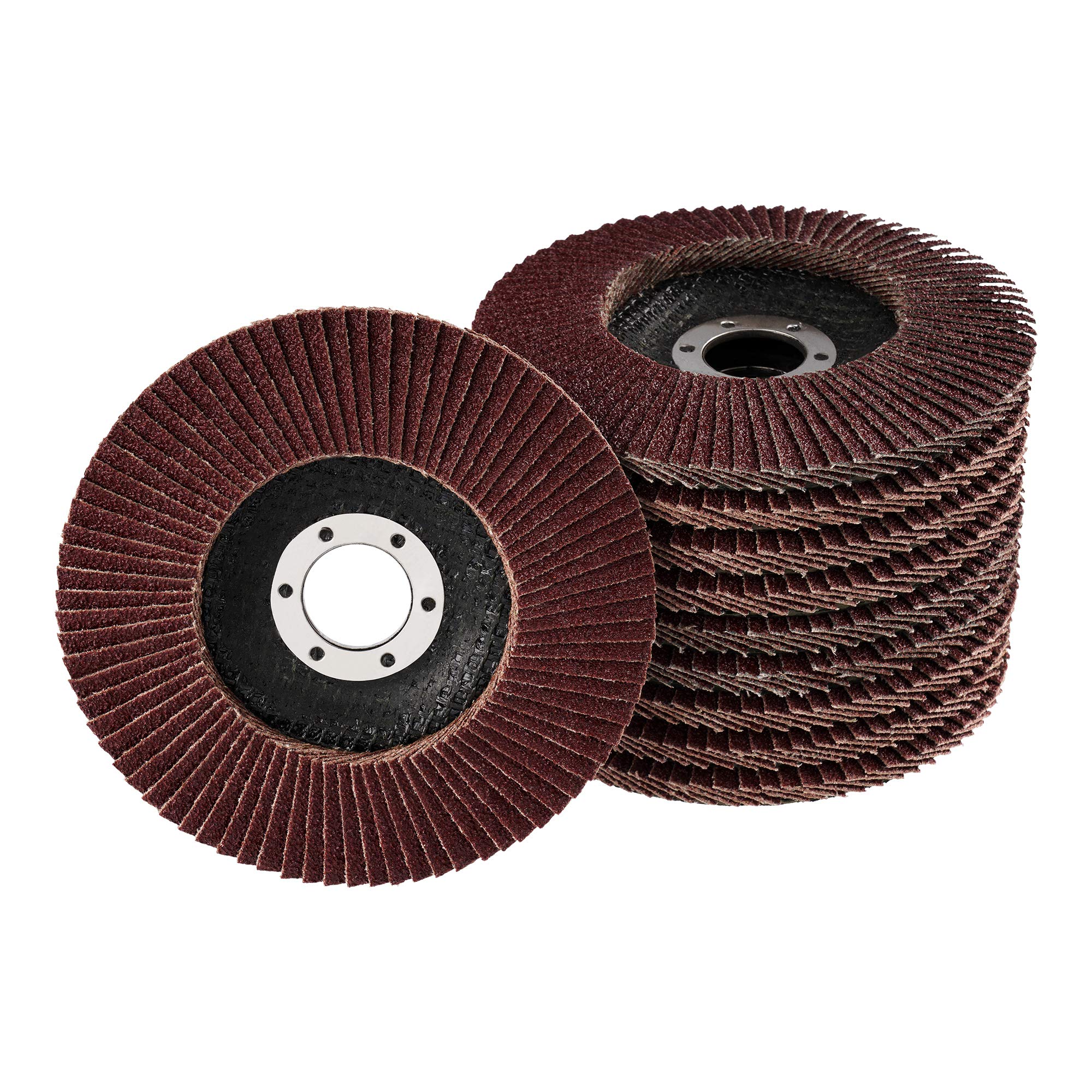 S&S-Shop Pack of 10 Brown Serrated Washers - Diameter 125mm x 22.23mm - 40 Grit Fibre Abrasive Mop Discs for Angle Grinders