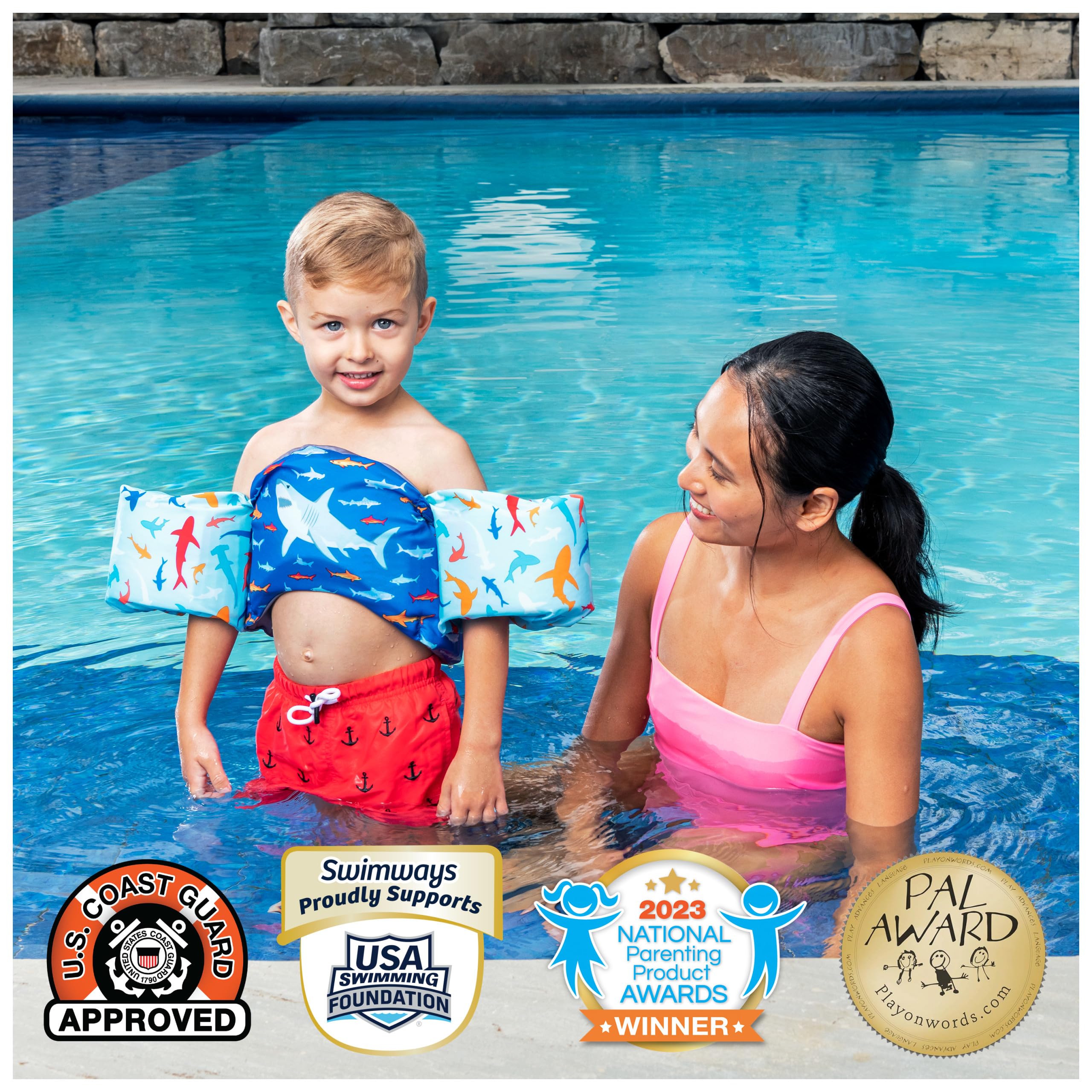 SwimWays Swim Trainer, US Coast Guard Approved Life Vest Kids Swim Vest