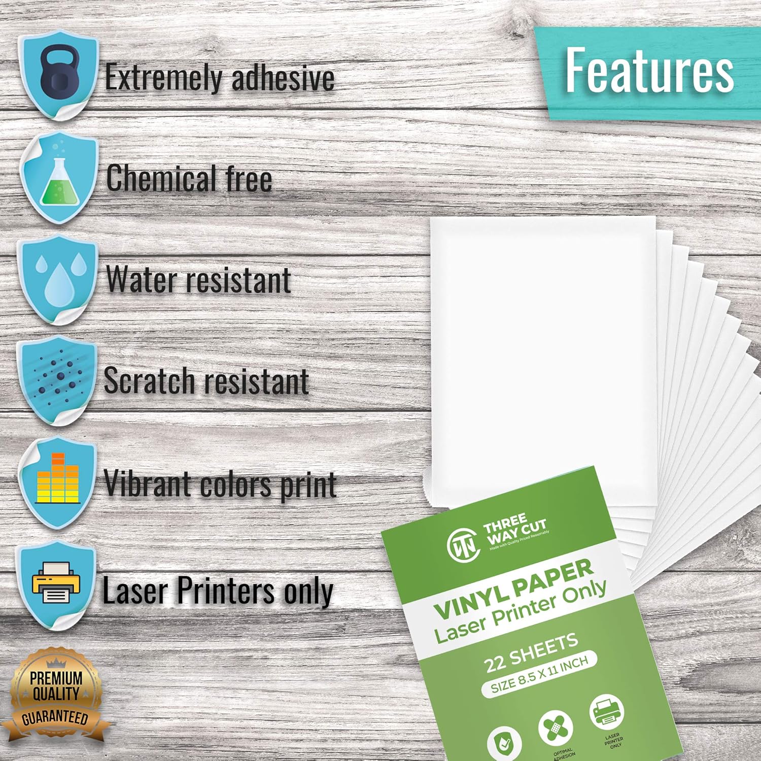 Printable Vinyl Sticker Paper Matte for Laser Printer 22 Sheets White, Decal Paper Tear & Scratch Resistant, Cricut Sticker Paper for Making Labels & Crafts (22) : Office Products