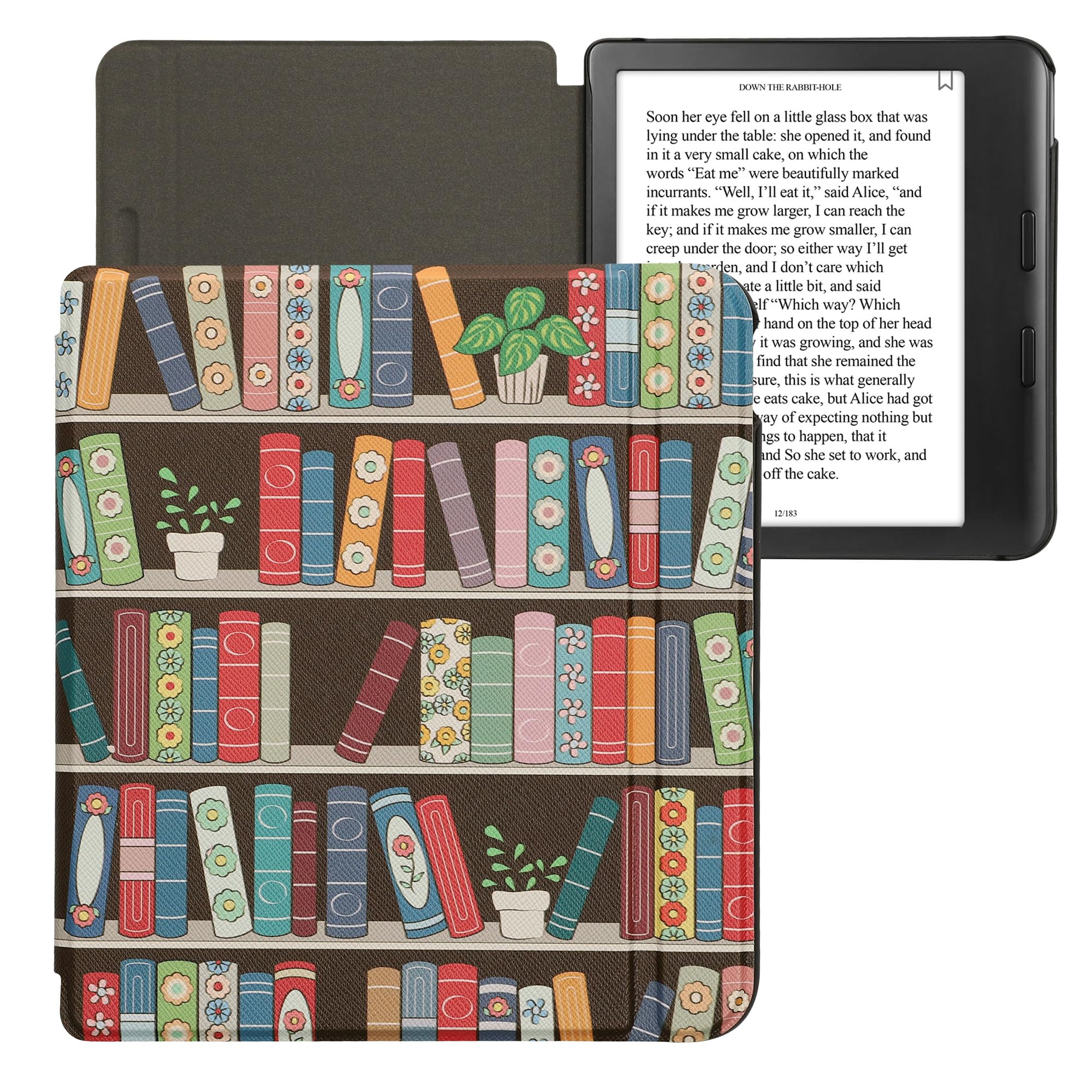 kwmobile Case Compatible with Kobo Libra Colour Case - eReader Cover - Summer Library Blue/Green/Dark Pink